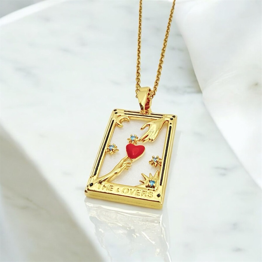 Gold and Red Heart Necklace